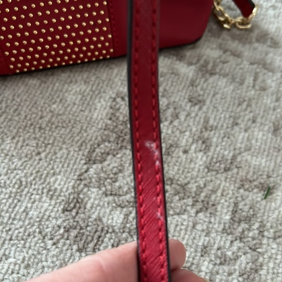 Red Michael Kors Crossbody Purse with gold studs - Picture 6 of 6
